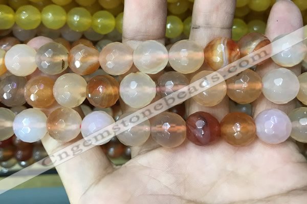 CAA3396 15 inches 12mm faceted round agate beads wholesale