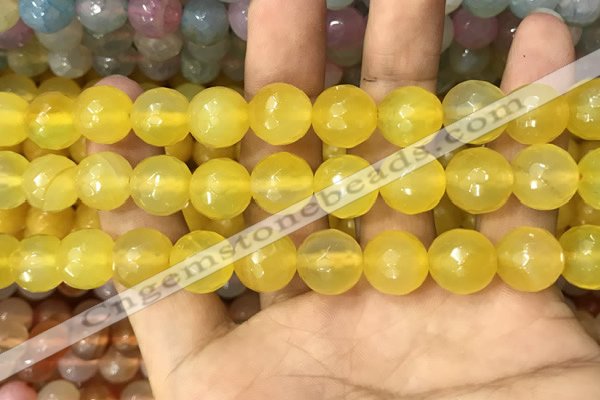 CAA3397 15 inches 12mm faceted round agate beads wholesale