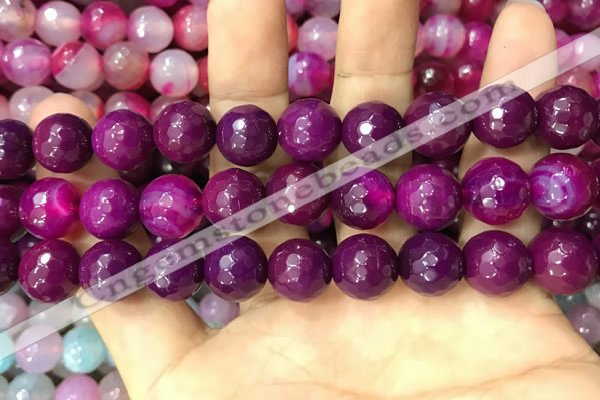 CAA3401 15 inches 12mm faceted round agate beads wholesale