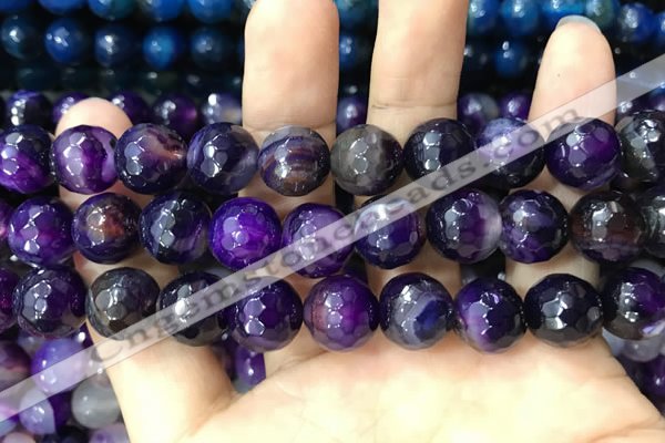 CAA3402 15 inches 12mm faceted round agate beads wholesale