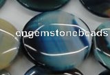 CAA341 15.5 inches 35mm flat round blue line agate beads