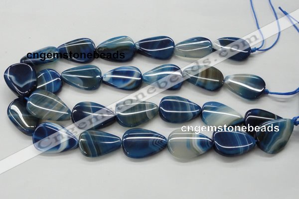 CAA342 15.5 inches 22*30mm flat teardrop blue line agate beads