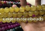 CAA3429 15 inches 14mm faceted round agate beads wholesale