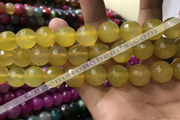 CAA3429 15 inches 14mm faceted round agate beads wholesale