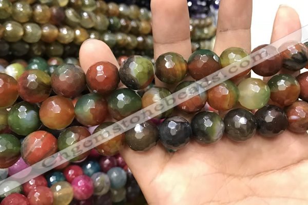 CAA3432 15 inches 14mm faceted round agate beads wholesale