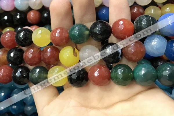 CAA3438 15 inches 14mm faceted round agate beads wholesale