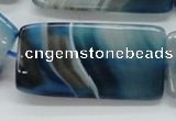 CAA344 15.5 inches 25*50mm rectangle blue line agate beads