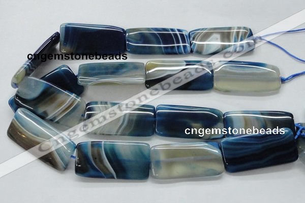 CAA344 15.5 inches 25*50mm rectangle blue line agate beads