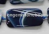 CAA345 15.5 inches 20*45mm twisted rectangle blue line agate beads