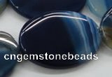 CAA346 15.5 inches 30*40mm oval blue line agate gemstone beads