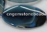 CAA347 15.5 inches 30*60mm oval blue line agate gemstone beads