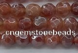 CAA3508 15.5 inches 4mm faceted round AB-color fire agate beads