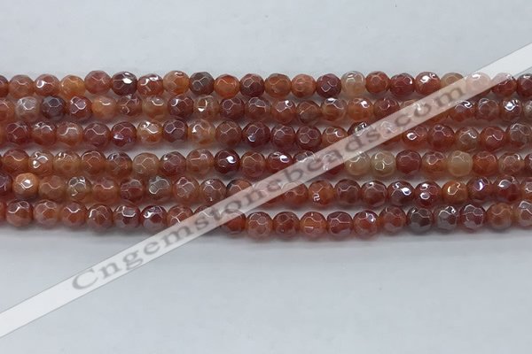 CAA3508 15.5 inches 4mm faceted round AB-color fire agate beads