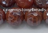 CAA3513 15.5 inches 14mm faceted round AB-color fire agate beads