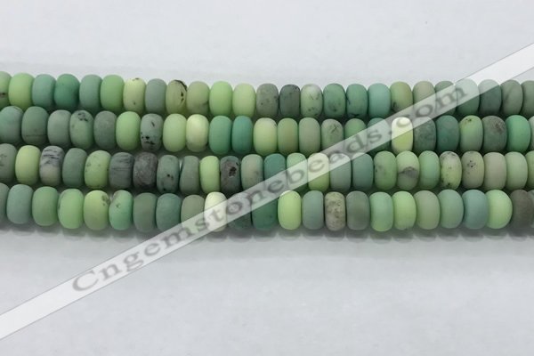 CAA3523 15.5 inches 5*8mm rondelle matte grass agate beads wholesale