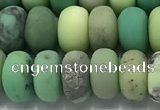 CAA3524 15.5 inches 6*10mm rondelle matte grass agate beads wholesale