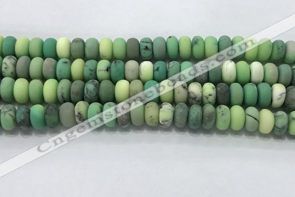 CAA3524 15.5 inches 6*10mm rondelle matte grass agate beads wholesale