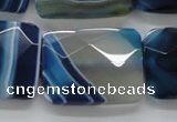 CAA353 15.5 inches 22*30mm faceted rectangle blue line agate beads