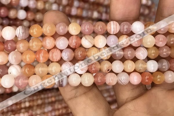 CAA3532 15.5 inches 6mm round pink botswana agate beads