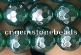 CAA3544 15.5 inches 8mm faceted round AB-color green agate beads