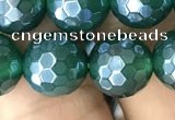 CAA3545 15.5 inches 10mm faceted round AB-color green agate beads