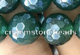 CAA3546 15.5 inches 12mm faceted round AB-color green agate beads