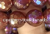 CAA3551 15.5 inches 10mm faceted round AB-color red agate beads