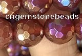 CAA3552 15.5 inches 12mm faceted round AB-color red agate beads