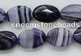 CAA357 15.5 inches 13*18mm faceted oval violet line agate beads