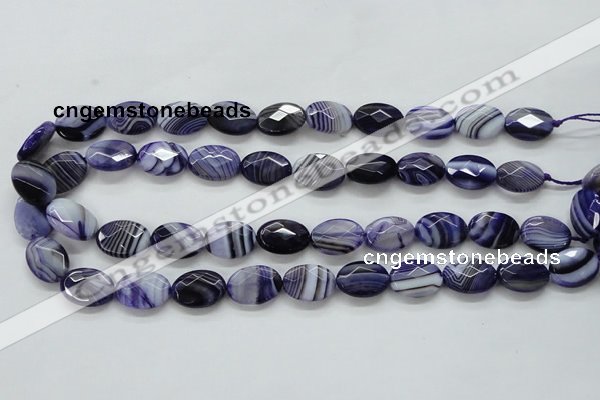 CAA357 15.5 inches 13*18mm faceted oval violet line agate beads