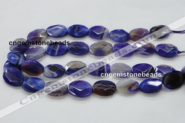 CAA358 15.5 inches 18*25mm faceted oval violet line agate beads