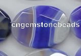 CAA359 15.5 inches 30*40mm faceted oval violet line agate beads