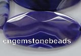 CAA360 15.5 inches 30*40mm faceted oval violet line agate beads