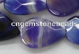 CAA361 15.5 inches 22*30mm faceted teardrop violet line agate beads