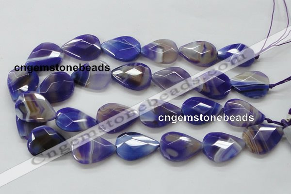 CAA361 15.5 inches 22*30mm faceted teardrop violet line agate beads