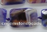 CAA362 15.5 inches 25*30mm faceted rectangle violet line agate beads