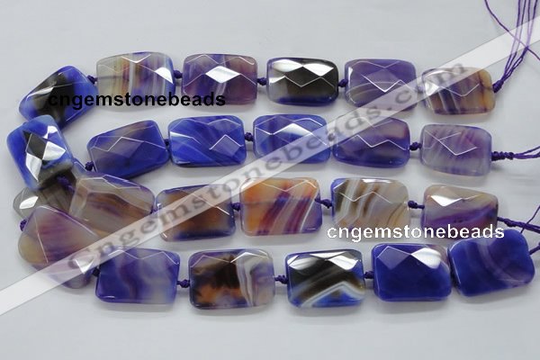 CAA362 15.5 inches 25*30mm faceted rectangle violet line agate beads