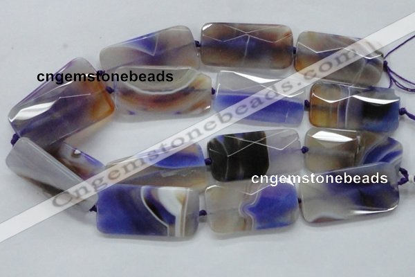 CAA363 15.5 inches 25*50mm faceted rectangle violet line agate beads