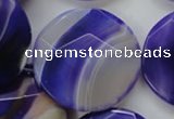 CAA364 15.5 inches 34mm faceted coin violet line agate beads