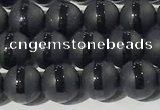 CAA3650 15.5 inches 6mm round matte & carved black agate beads