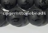 CAA3677 15.5 inches 10mm round matte & carved black agate beads