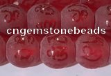 CAA3687 15.5 inches 8mm round matte & carved red agate beads