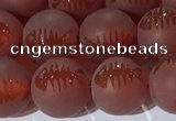 CAA3688 15.5 inches 10mm round matte & carved red agate beads