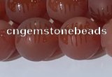 CAA3689 15.5 inches 12mm round matte & carved red agate beads