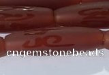 CAA3694 15.5 inches 8*30mm rice matte & carved red agate beads