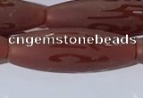 CAA3695 15.5 inches 10*30mm rice matte & carved red agate beads