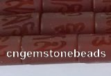 CAA3697 15.5 inches 8*16mm tube matte & carved red agate beads