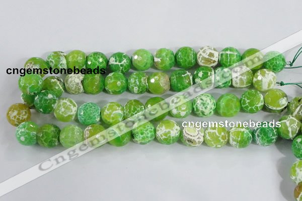 CAA372 15.5 inches 12mm faceted round fire crackle agate beads