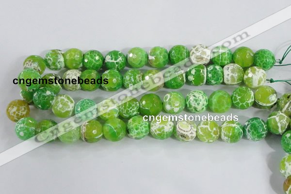 CAA373 15.5 inches 14mm faceted round fire crackle agate beads