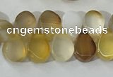 CAA3751 Top drilled 5*8mm flat teardrop line agate beads